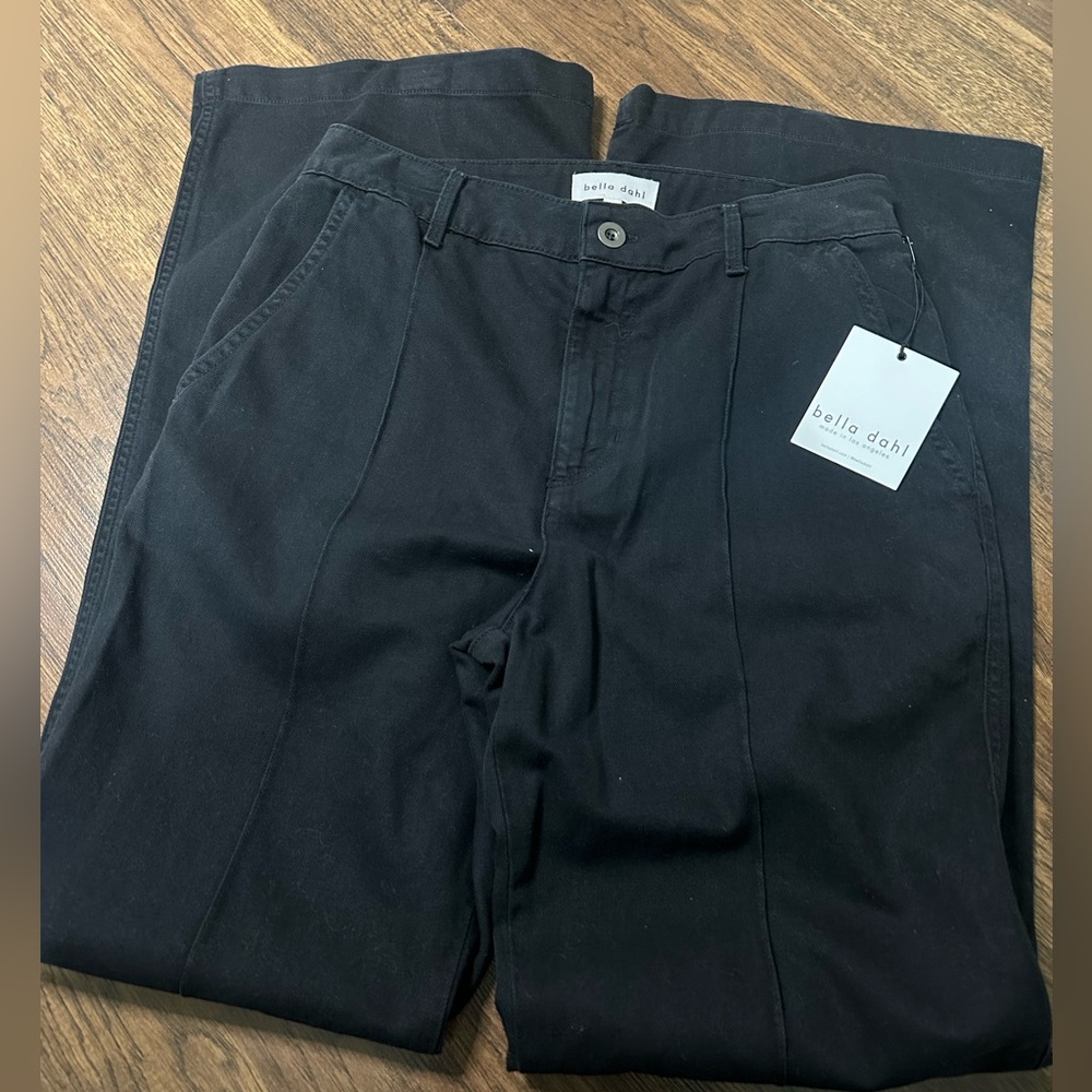 NWT Bella Dahl‎ Ryder Pintuck Wide Leg Pants Black